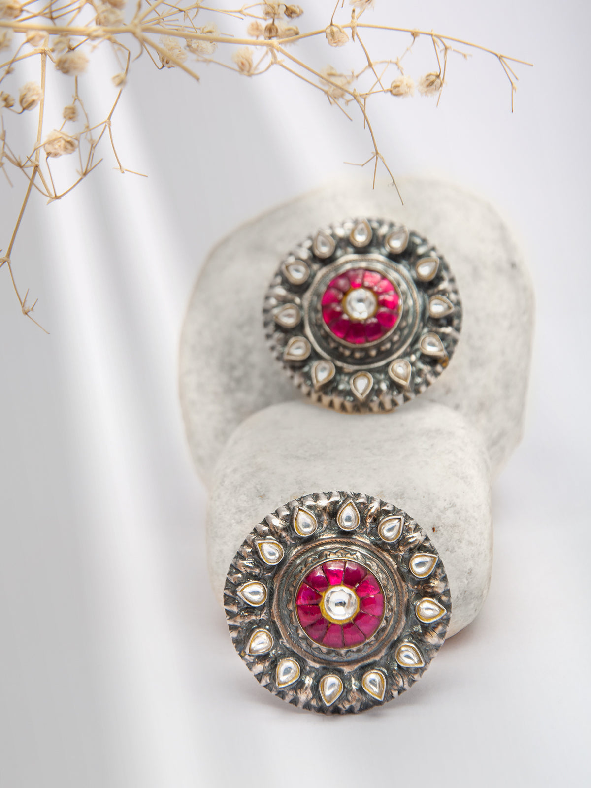 Royal Crimson Kundan Studs view 5