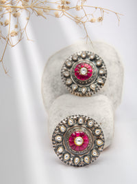 Royal Crimson Kundan Studs view 5