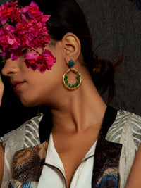Green Essence Gold Plated Earrings: 925 Sterling Silver view 3