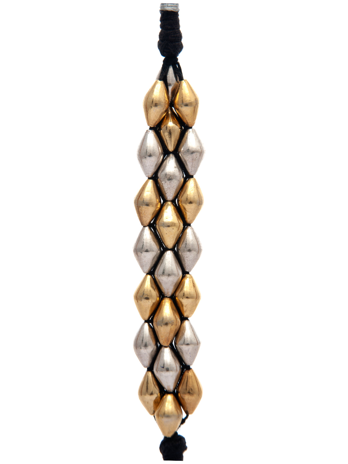 Dual-Tone Dholki Delight: 925 Silver Two Tone Bracelet view 2