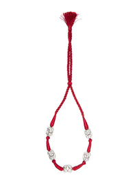 Dholki Bead Delight: 925 Silver Necklace with Red Silk Thread view 8