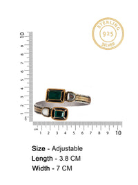 Verdant Fusion: 925 Silver Two Tone Bangle Cuff with Green Onyx Gemstone view 5
