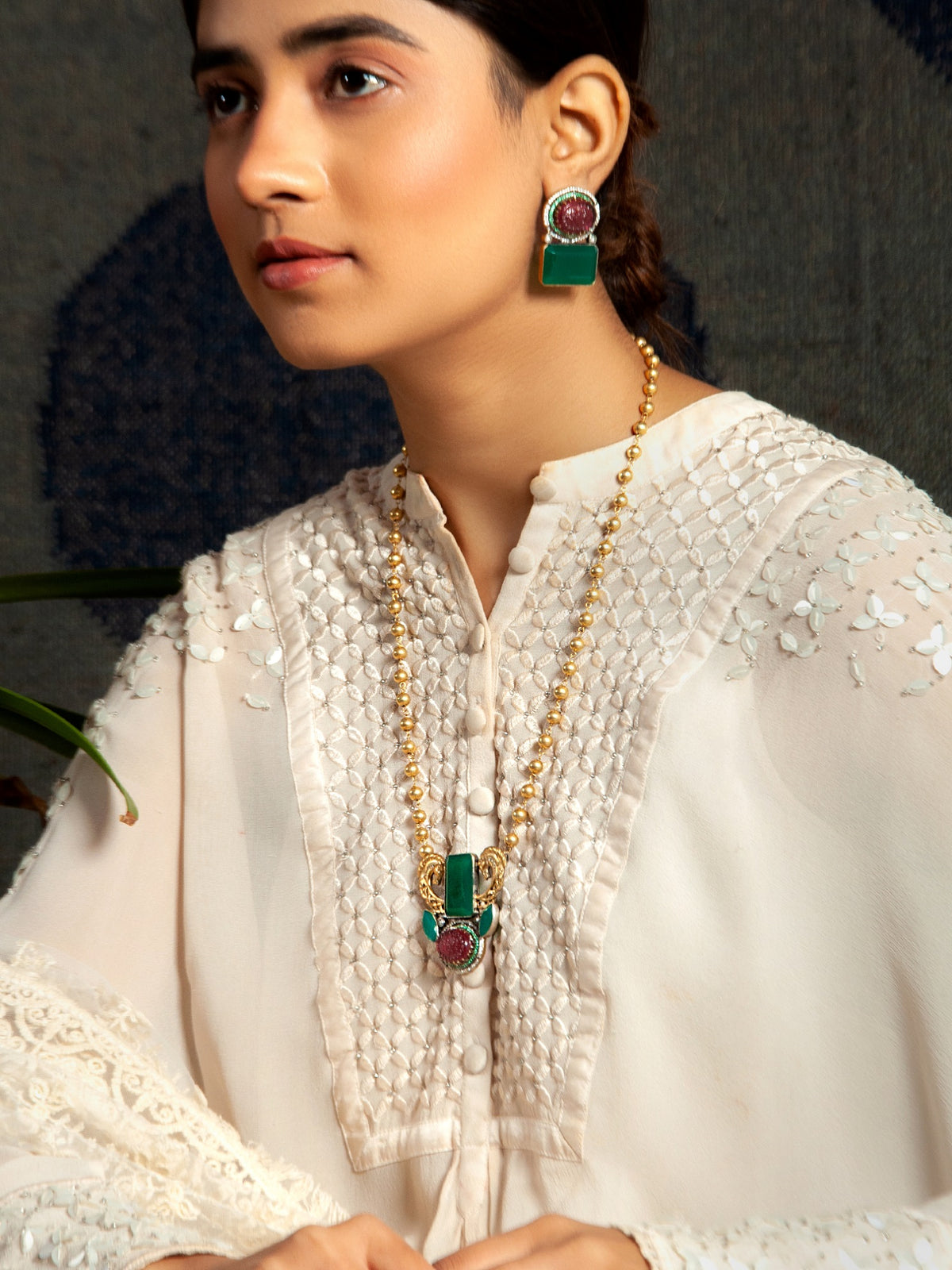 Seaside Splendor: 925 Silver Sea Horse Motif Fusion Gold Plated Beaded Necklace view 4