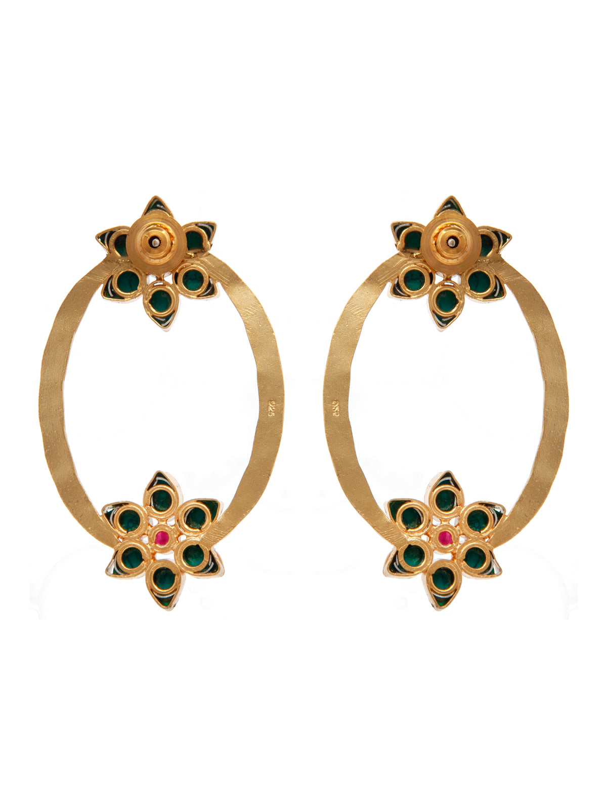 Turquoise Elegance Oval Earrings: 925 Sterling Silver Gold Plated view 4