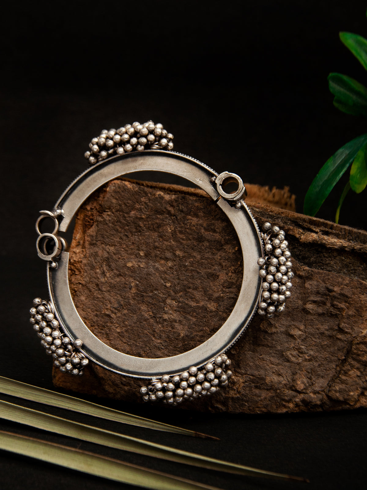 Tribal Ghungroo Rhapsody: 925 Silver Statement Bangle view 3