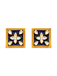 Sona Meenakari Swarna Studs: 925 Sterling Silver Gold Plated view 2