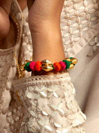 Vibrant Fiesta: 925 Silver Gold Plated Multicolor Dholki Bracelet view 7