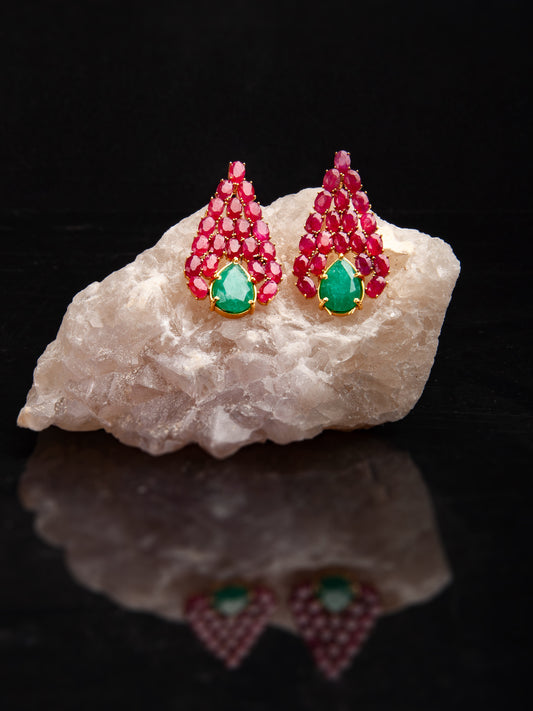 Jadeburst Ruby Triangle Earrings