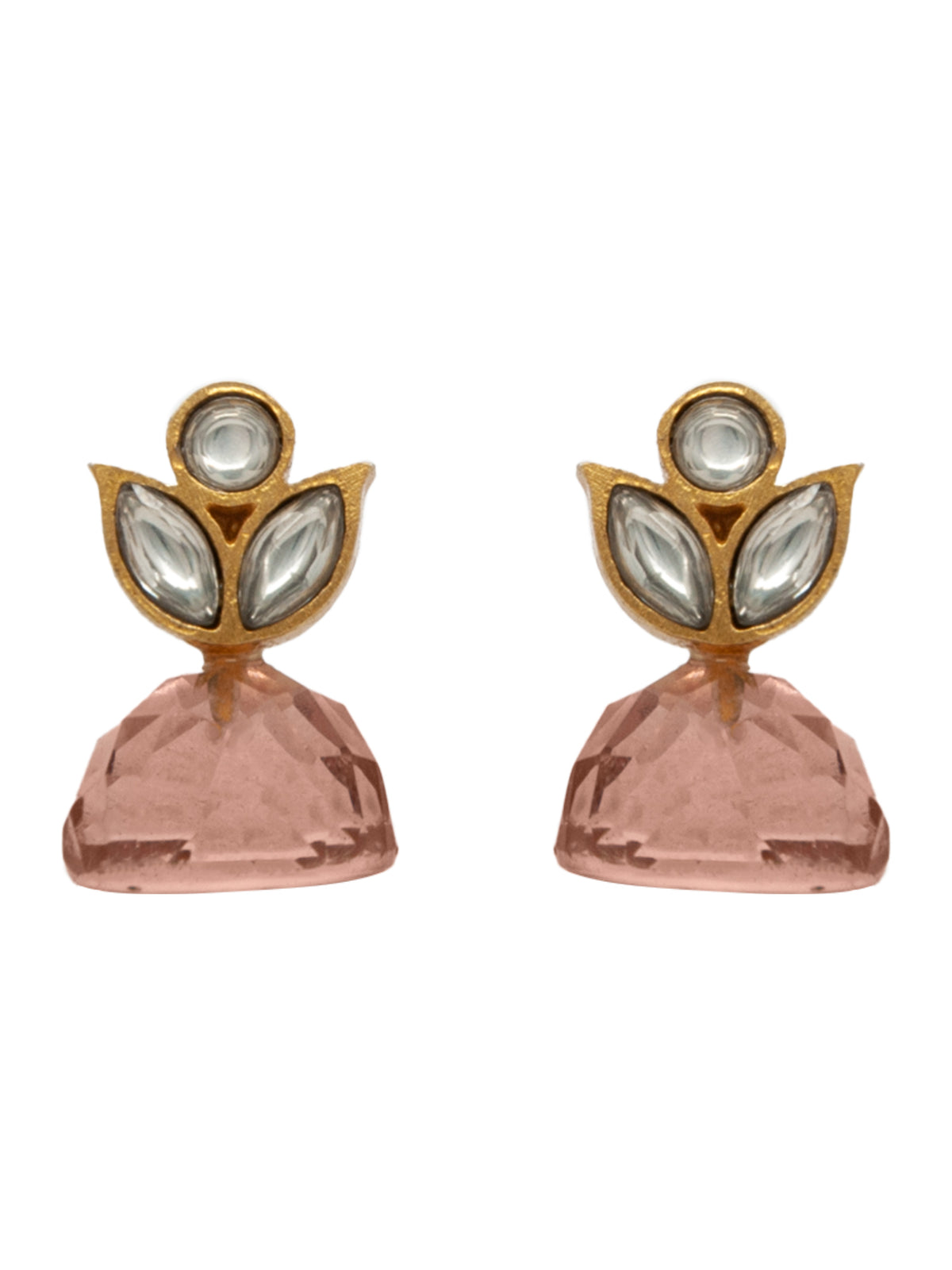 Pink Petals: 925 Sterling Silver Studs with Pink Gemstone view 2