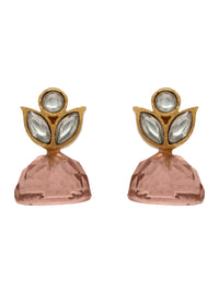 Pink Petals: 925 Sterling Silver Studs with Pink Gemstone view 2