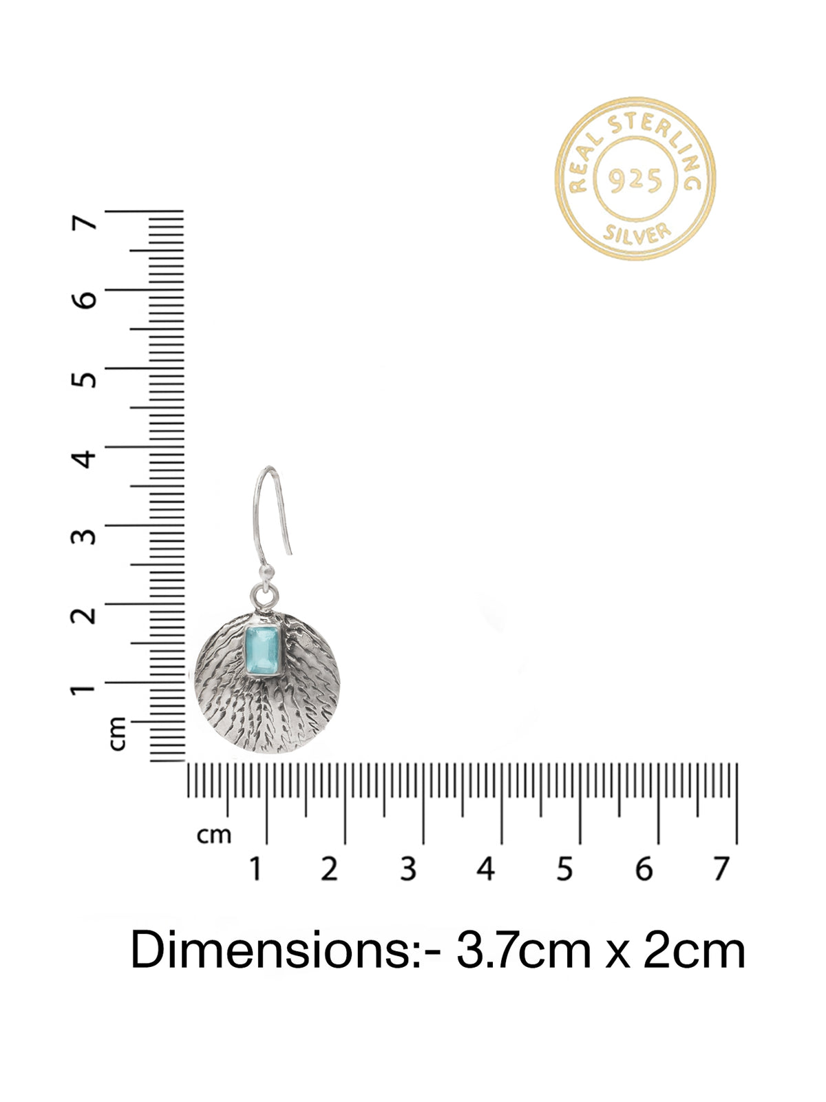 Nitya 925 Silver  Aqua Textured Dangler Earrings view 5