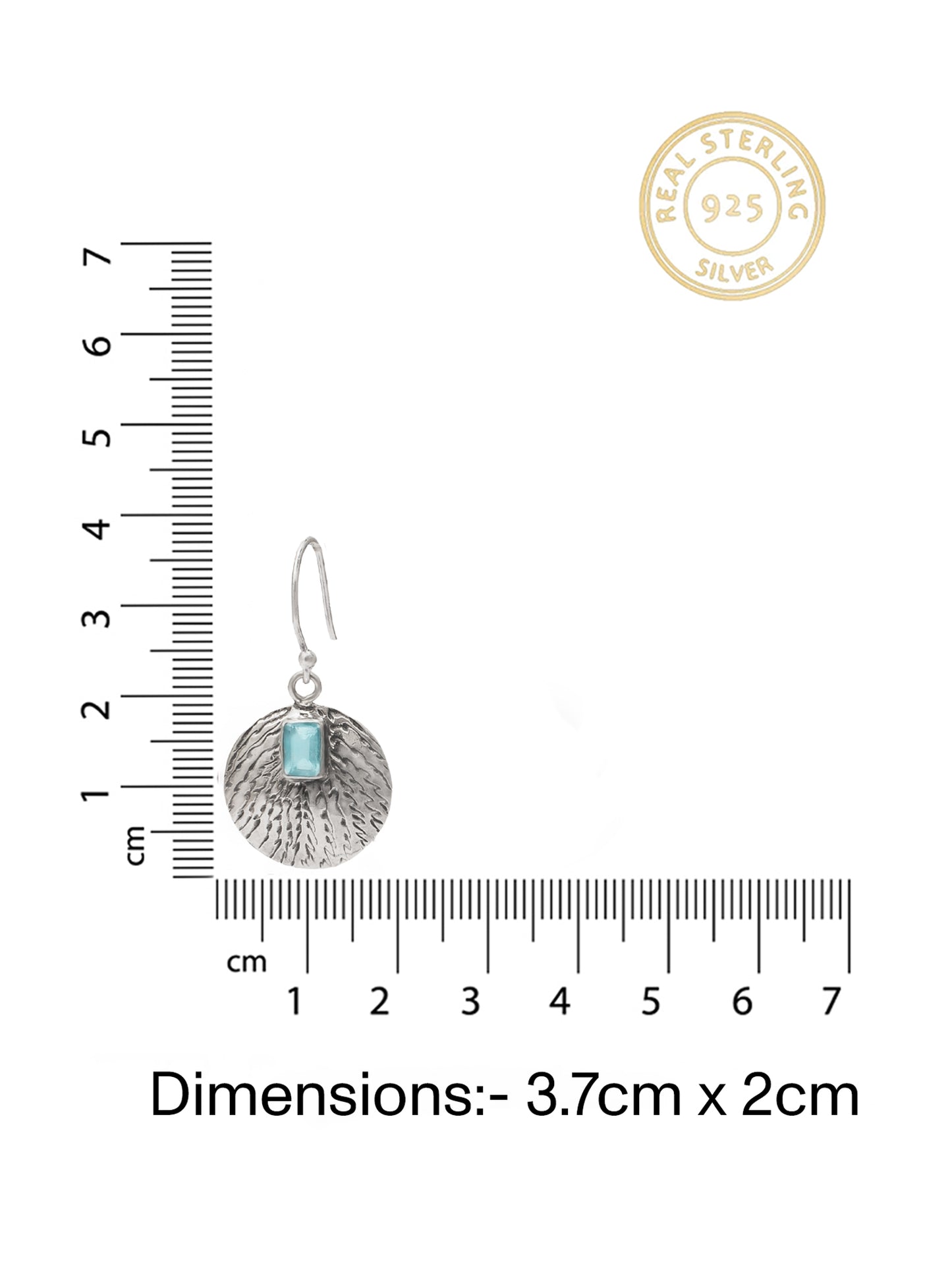 Nitya 925 Silver  Aqua Textured Dangler Earrings