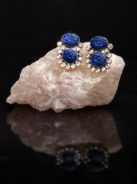 Navy Bloom Earrings view 2
