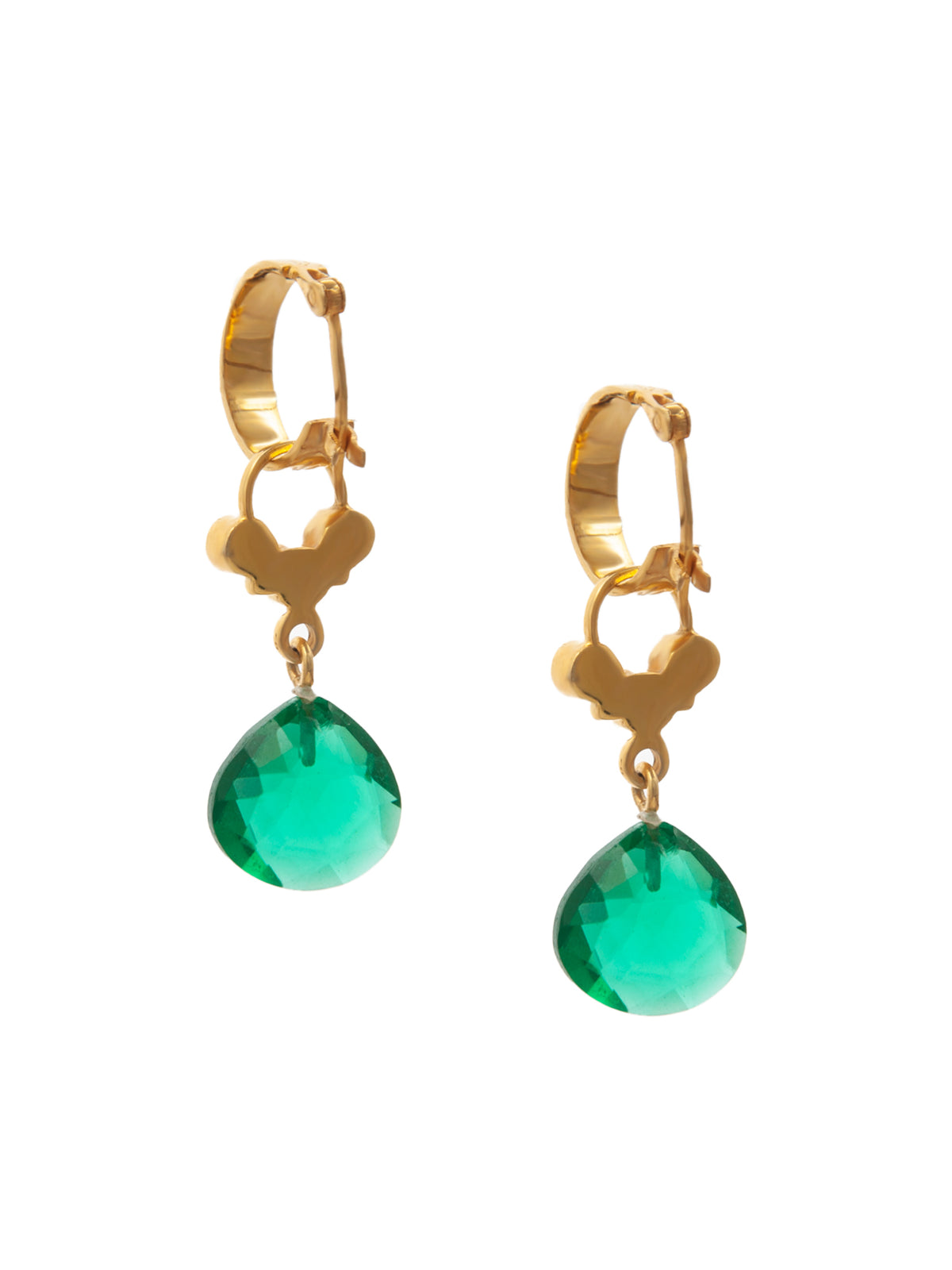 Green Glow Modern Hoop Earrings: 925 Sterling Silver Gold Plated view 5