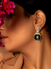 Enchanted Enamel: 925 Sterling Silver Earrings with Enamelling and Kundan view 4