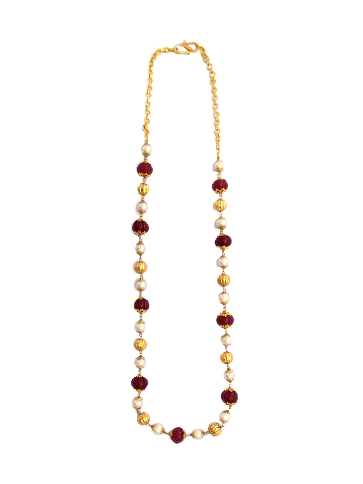 Scarlet Melon Radiance: 925 Silver Beaded Necklace with Red Melon Cut Beads view 5