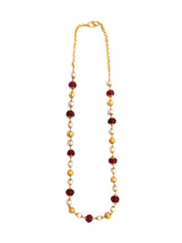 Scarlet Melon Radiance: 925 Silver Beaded Necklace with Red Melon Cut Beads view 5
