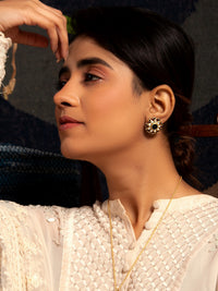 Mystic Noir: 925 Sterling Silver Earrings with Black Onyx and Kundan view 4