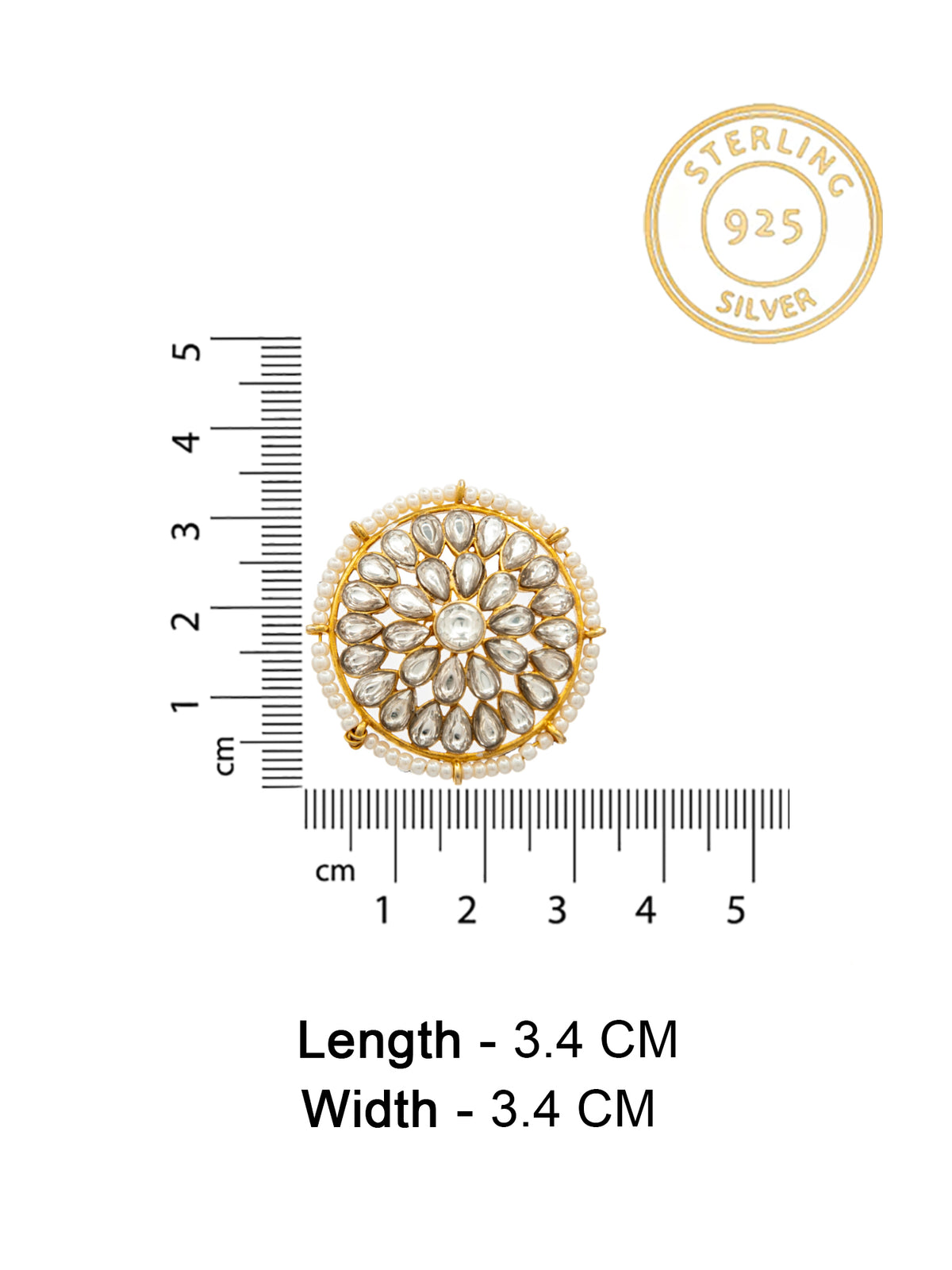 Pearl Radiance: 925 Sterling Silver Circle Earrings with Kundan and Pearl view 7
