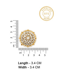 Pearl Radiance: 925 Sterling Silver Circle Earrings with Kundan and Pearl view 7