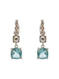 Aqua Radiance Modern Kundan Earrings: 925 Sterling Silver view 2