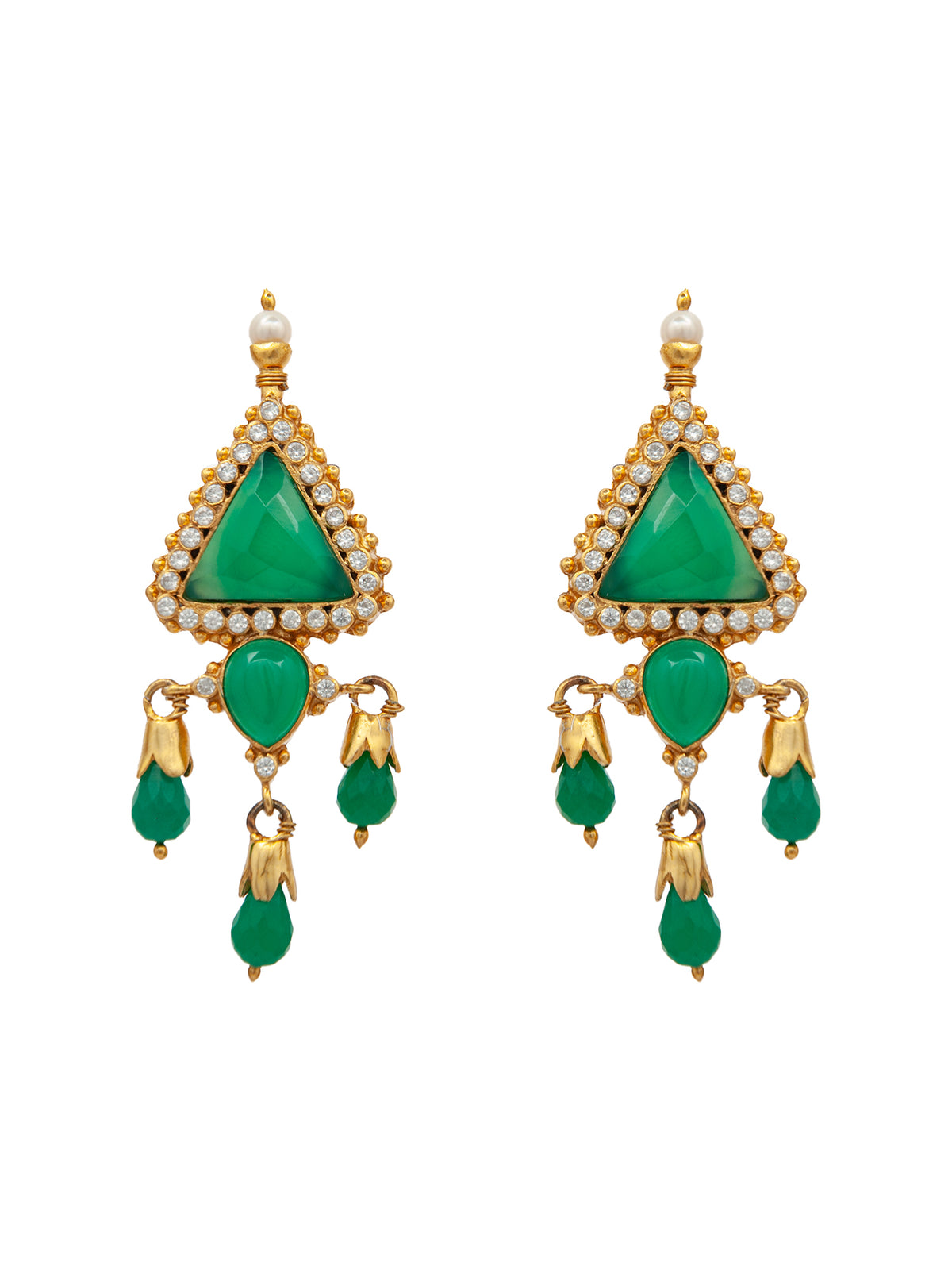 Enchanting Forest: 925 Sterling Silver Earrings with Green Onyx Gemstone view 2