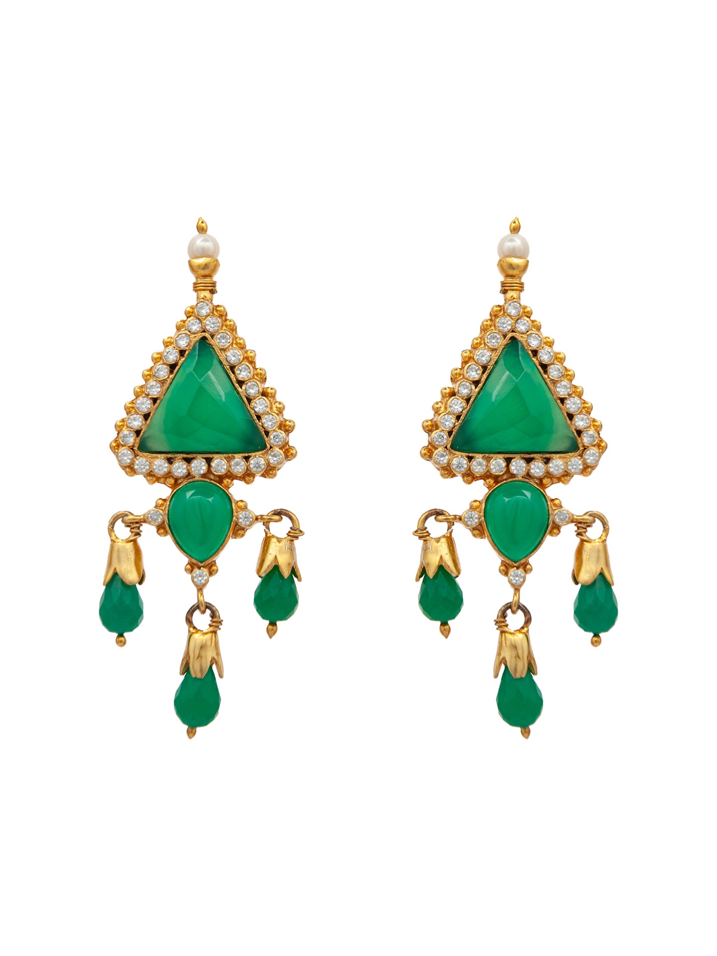Enchanting Forest: 925 Sterling Silver Earrings with Green Onyx Gemstone