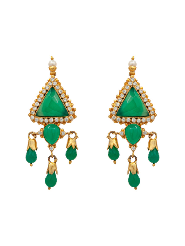 Enchanting Forest: 925 Sterling Silver Earrings with Green Onyx Gemstone alternate