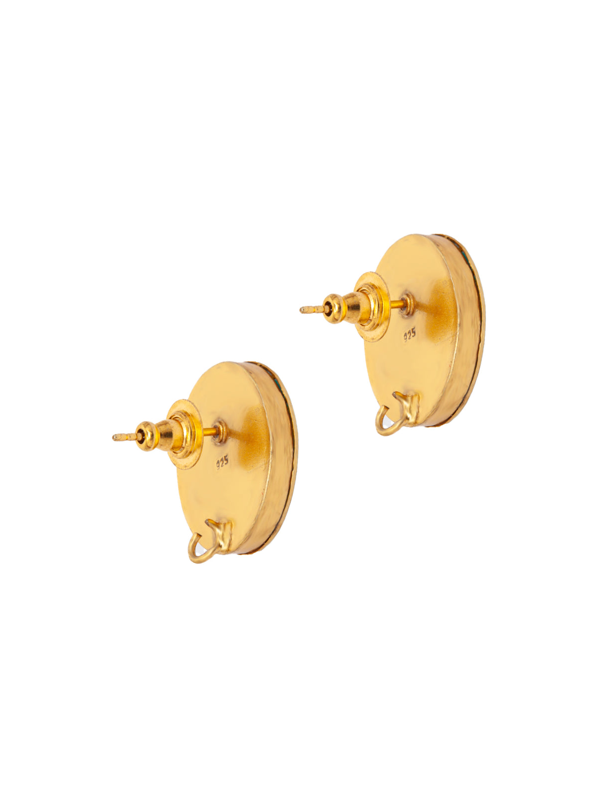 Sona Rangoli Kundan Studs: 925 Sterling Silver Gold Plated view 6