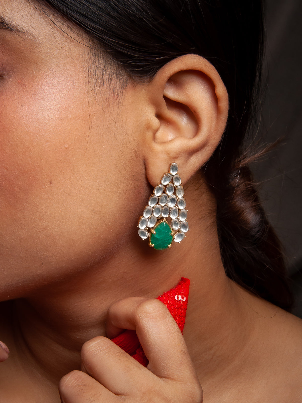 Kundan Triangle Bliss Earrings view 1