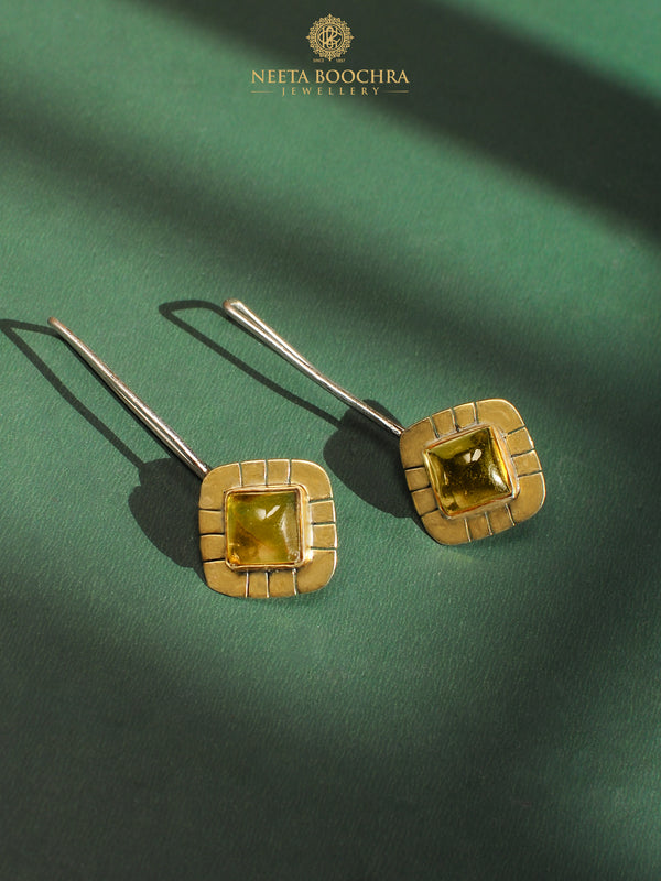 Nitya 925 Silver Citrine Dangler Earrings