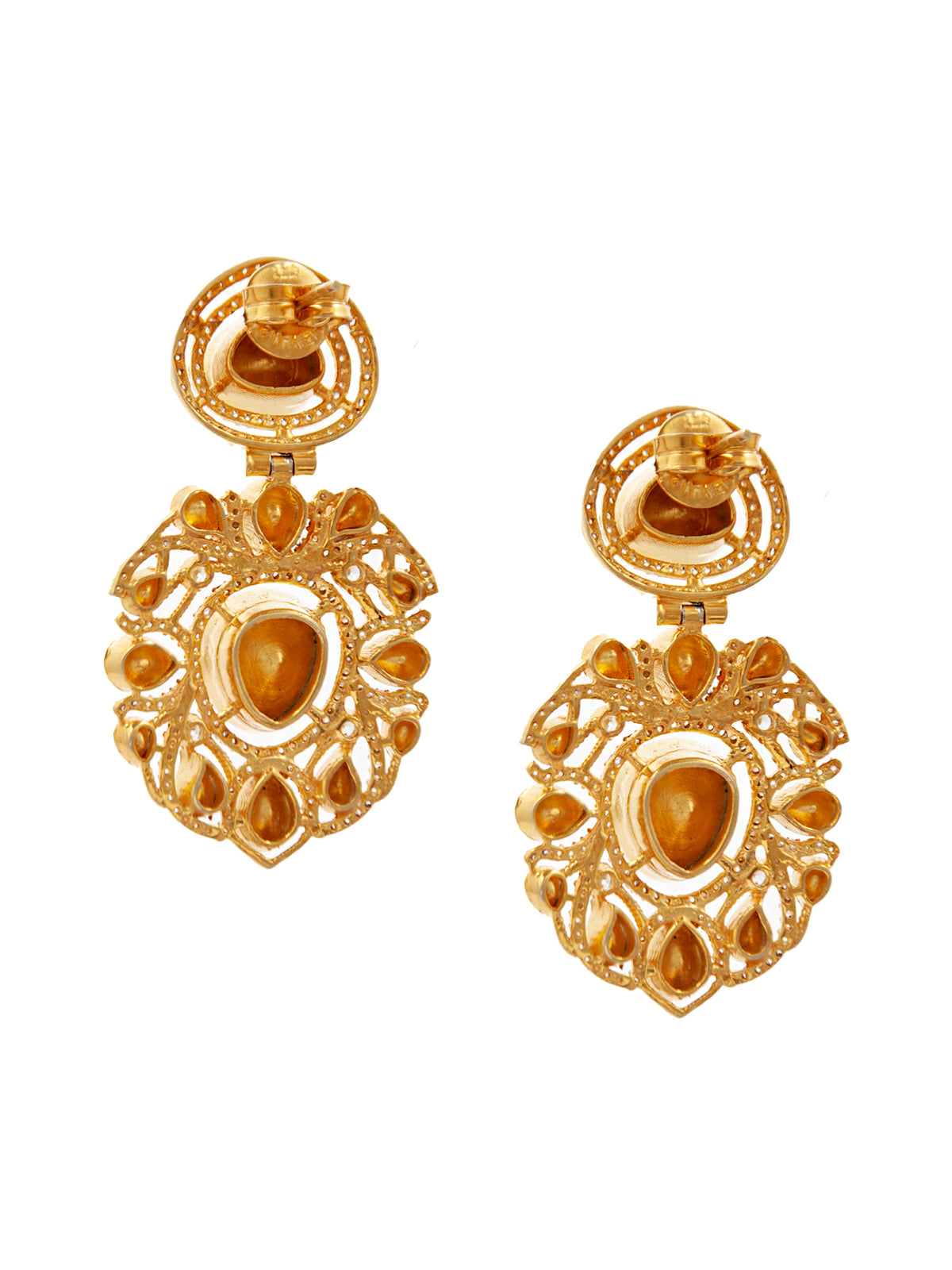Swarna Utsav Moissanite Earrings: 925 Sterling Silver Gold Plated view 5