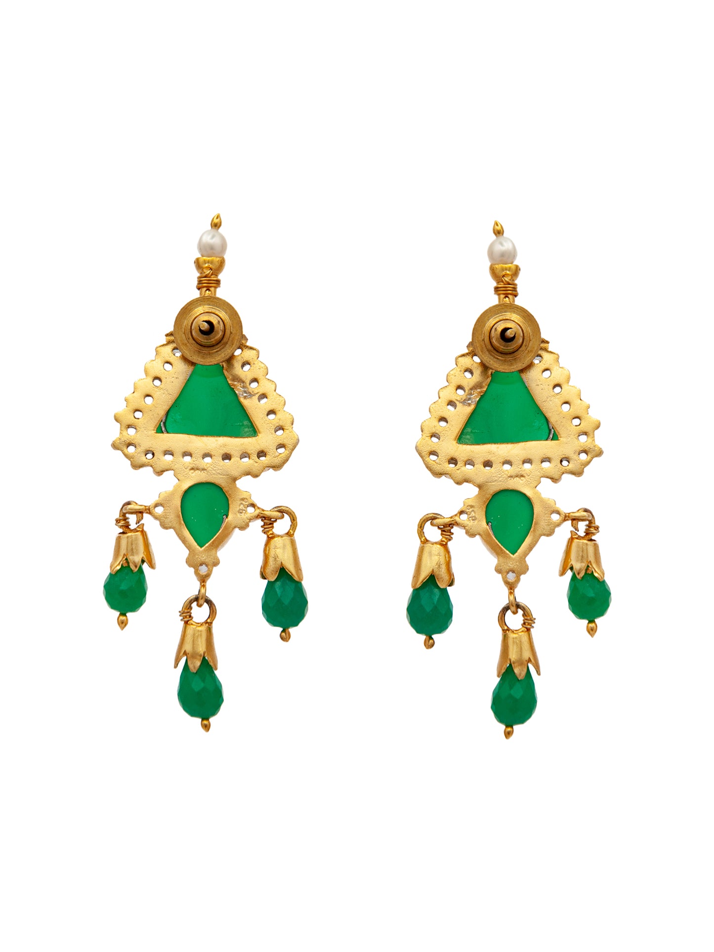 Enchanting Forest: 925 Sterling Silver Earrings with Green Onyx Gemstone