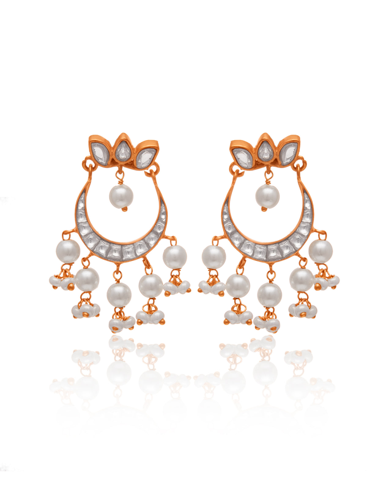 Lotus Chaandbalis with Pearl Drops view 3