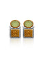 Floral Carved Green Stone Earrings - Sterling Silver & Gold Plated