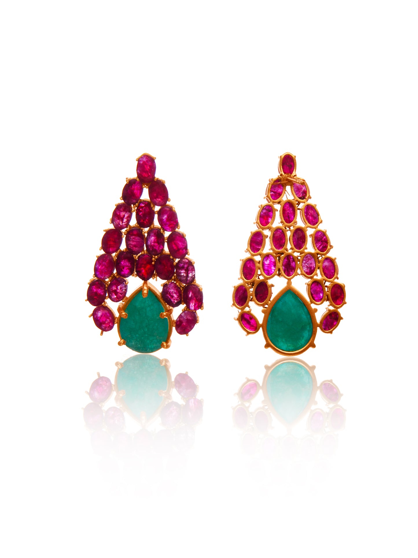 Jadeburst Ruby Triangle Earrings