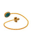 Green Radiance: 925 Silver Gold Plated Bangle Cuff with Green Gemstone and White Kundan