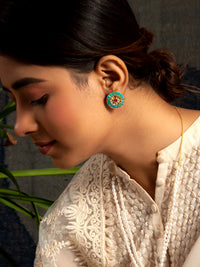 Sona Rangoli Kundan Studs: 925 Sterling Silver Gold Plated view 3