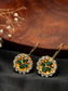 Green Elegance: 925 Sterling Silver Earrings with White Kundan and Green Onyx
