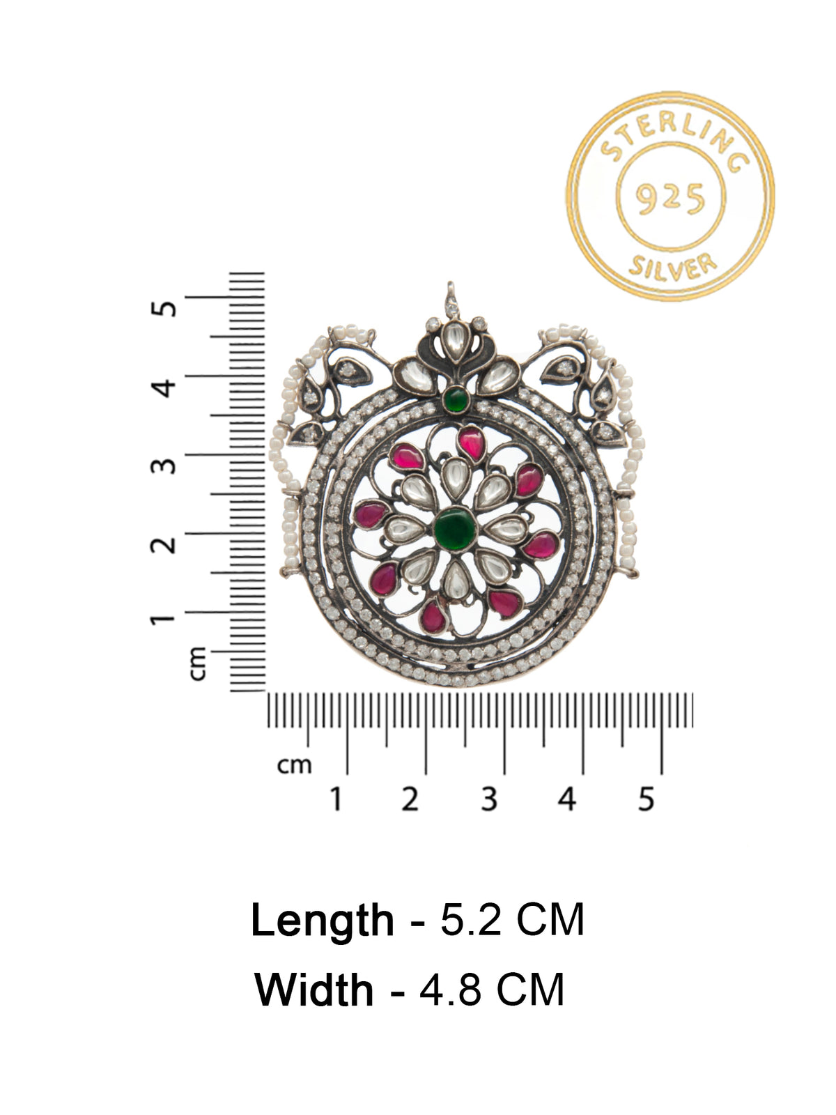 Mehfil Multicolor Kundan Round Stud Earrings: 925 Sterling Silver view 5
