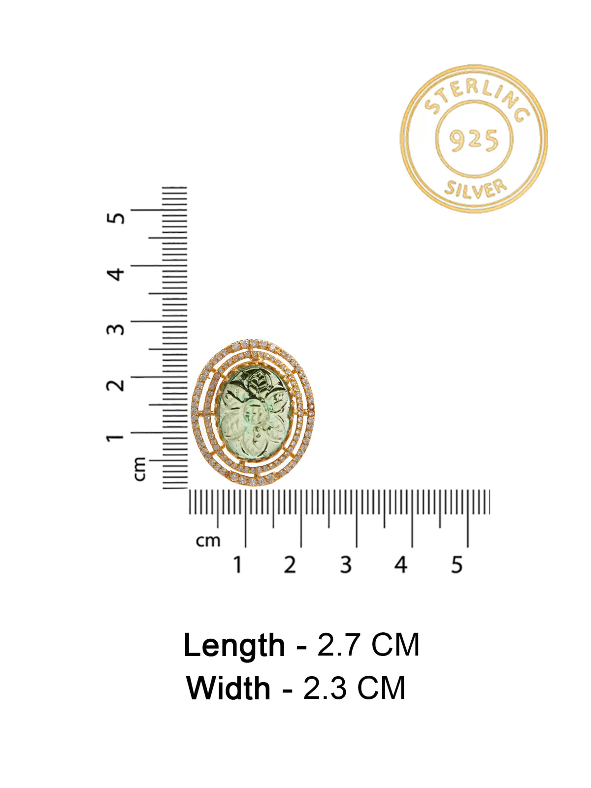 Verdant Carved Gemstone Studs: 925 Sterling Silver Gold Plated view 6