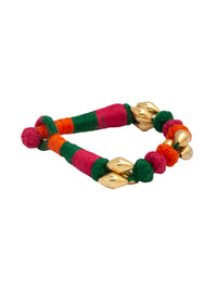 Vibrant Fiesta: 925 Silver Gold Plated Multicolor Dholki Bracelet view 3