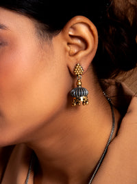 Radiant Reflections 925 Sterling Silver Two Tone Jhumki Earrings view 3