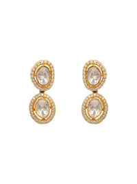 Swarna Ratna Double Moissanite Earrings: 925 Sterling Silver Gold Plated view 3