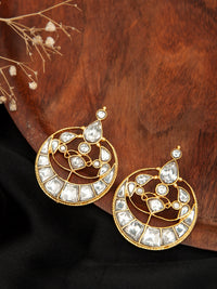 Sone Ki Chaandbali Kundan Earrings: 925 Sterling Silver Gold Plated view 1