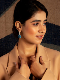 Topaz Sparkle Modern Kundan Earrings: 925 Sterling Silver view 4