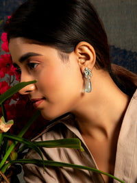 Aqua Briolette Kundan Drop Earrings: 925 Sterling Silver view 3