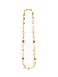 Sunflower Radiance: 925 Silver Citrine Gemstone Beads Necklace with Floral Kundan Motif view 2