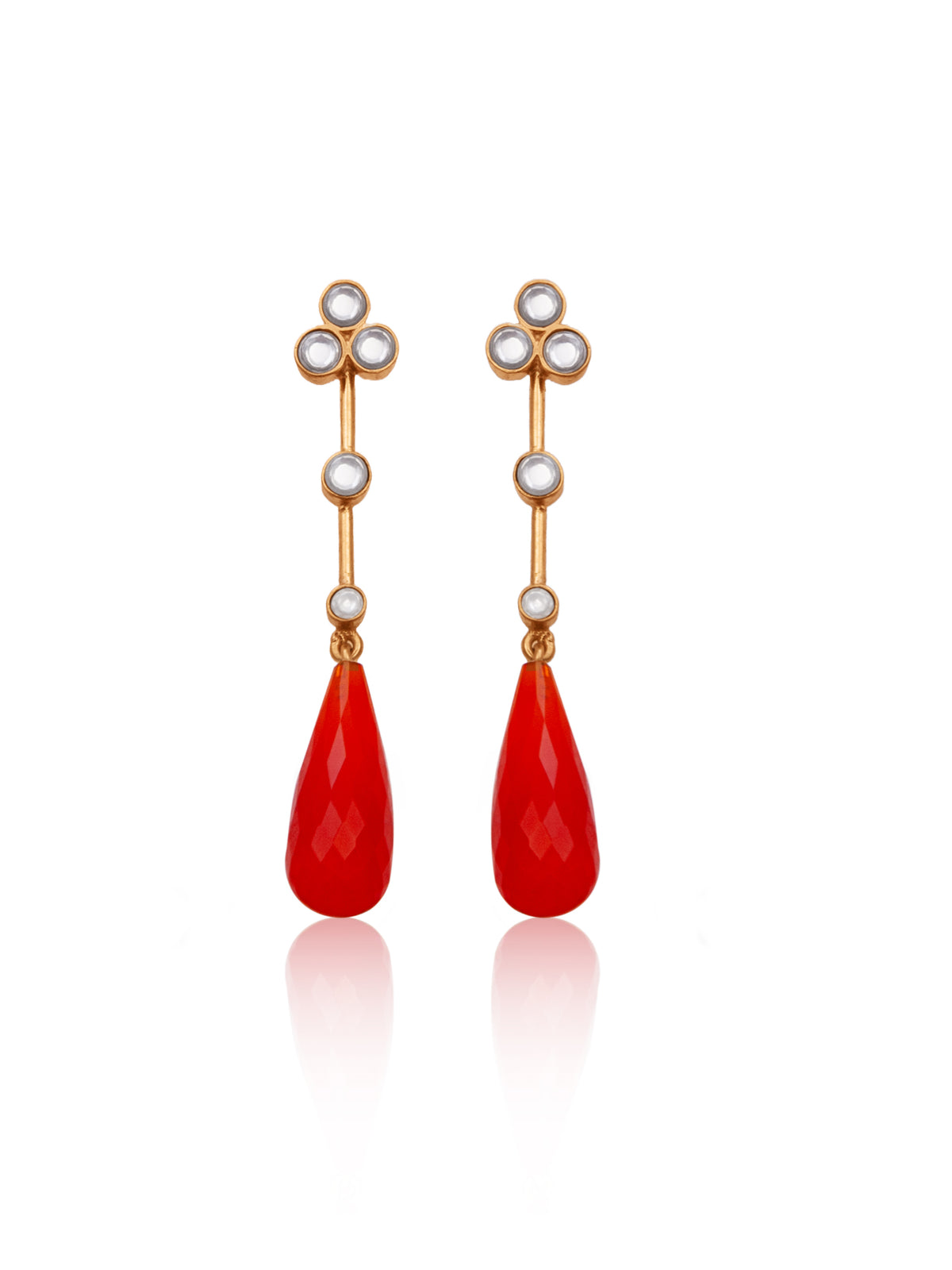 Carnelian Briolette Drop Kundan Delights view 3