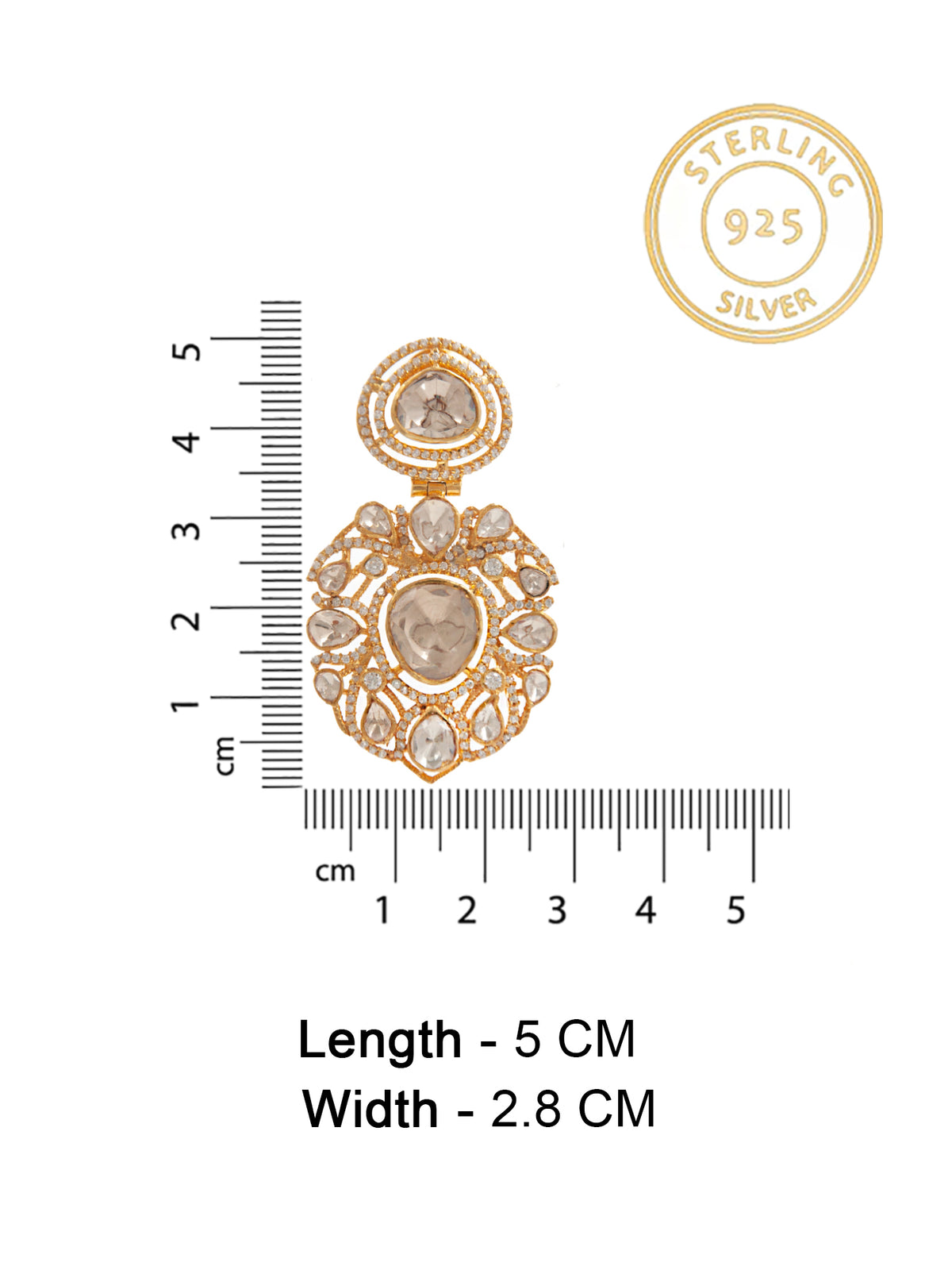 Swarna Utsav Moissanite Earrings: 925 Sterling Silver Gold Plated view 6